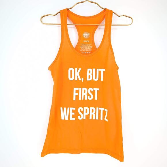 Aperol Spritz OK, But First We Spritz Orange Racerback Tank Top - Size L - FAIR - Picture 1 of 12